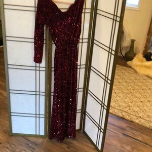 Off one shoulder sequin maxi dress for party, costume, dancing—fabulous custom